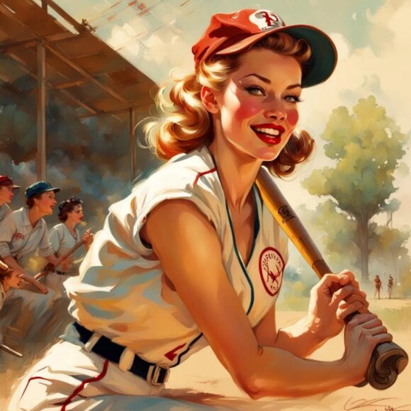 Baseball Pin Up Compact Purse Mirror - Picture 4 of 4